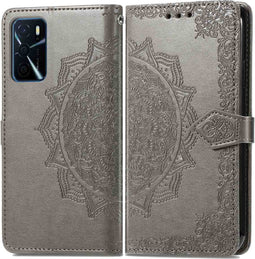 iMoshion Hoesje Geschikt voor Oppo A54s / A16s / A16 Hoesje Met Pasjeshouder - iMoshion Mandala Bookcase - Grijs