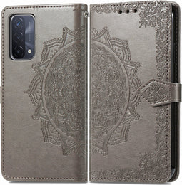 iMoshion Hoesje Geschikt voor Oppo A74 (5G) / A54 (5G) Hoesje Met Pasjeshouder - iMoshion Mandala Bookcase - Grijs