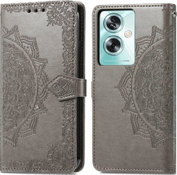 iMoshion Hoesje Geschikt voor Oppo A79 Hoesje Met Pasjeshouder - iMoshion Mandala Bookcase - Grijs