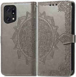 iMoshion Hoesje Geschikt voor Oppo Find X5 5G Hoesje Met Pasjeshouder - iMoshion Mandala Bookcase - Grijs