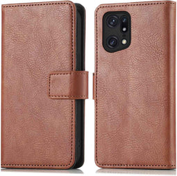 imoshion Hoesje Geschikt voor Oppo Find X5 Pro 5G Hoesje Met Pasjeshouder - imoshion Luxe Bookcase - Bruin