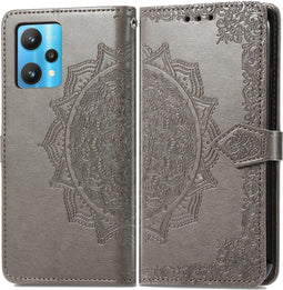 iMoshion Hoesje Geschikt voor Realme 9 Pro Hoesje Met Pasjeshouder - iMoshion Mandala Bookcase - Grijs