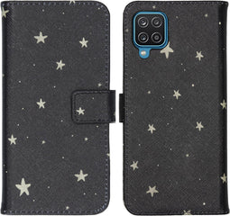 iMoshion Hoesje Geschikt voor Samsung Galaxy A12 Hoesje Met Pasjeshouder - iMoshion Design Softcase Bookcase - Meerkleurig / Stars Gold