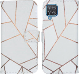 iMoshion Hoesje Geschikt voor Samsung Galaxy A12 Hoesje Met Pasjeshouder - iMoshion Design Softcase Bookcase - Meerkleurig / White Graphic