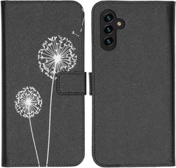 iMoshion Hoesje Geschikt voor Samsung Galaxy A13 (5G) / A04s Hoesje Met Pasjeshouder - iMoshion Design Softcase Bookcase - Zwart / Dandelion