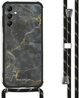 iMoshion Hoesje Geschikt voor Samsung Galaxy A14 (4G) Hoesje Met Koord - iMoshion Design Hoesje met Koord - Zwart / Black Marble