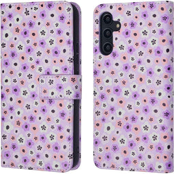 iMoshion Hoesje Geschikt voor Samsung Galaxy A14 (5G) / A14 (4G) Hoesje Met Pasjeshouder - iMoshion Design Bookcase smartphone - Meerkleurig / Purple Flowers