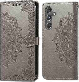 imoshion Hoesje Geschikt voor Samsung Galaxy A15 (5G) / A15 (4G) Hoesje Met Pasjeshouder - imoshion Mandala Bookcase - Grijs
