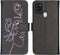 iMoshion Hoesje Geschikt voor Samsung Galaxy A21s Hoesje Met Pasjeshouder - iMoshion Design Softcase Bookcase - Wit / Zwart / Woman Flower Black