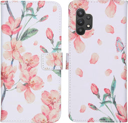 iMoshion Hoesje Geschikt voor Samsung Galaxy A32 (5G) Hoesje Met Pasjeshouder - iMoshion Design Softcase Bookcase - Roze / Blossom Watercolor Pink