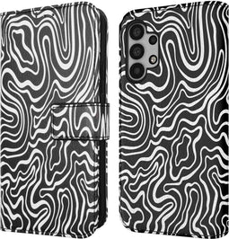 iMoshion Hoesje Geschikt voor Samsung Galaxy A32 (5G) Hoesje Met Pasjeshouder - iMoshion Design Bookcase smartphone - Meerkleurig / Black And White