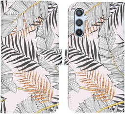 iMoshion Hoesje Geschikt voor Samsung Galaxy A34 (5G) Hoesje Met Pasjeshouder - iMoshion Design Softcase Bookcase - Goud / Glamour Botanic
