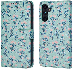 iMoshion Hoesje Geschikt voor Samsung Galaxy A34 (5G) Hoesje Met Pasjeshouder - iMoshion Design Bookcase smartphone - Blauw / Blue Flowers