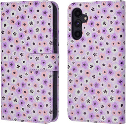 iMoshion Hoesje Geschikt voor Samsung Galaxy A34 (5G) Hoesje Met Pasjeshouder - iMoshion Design Bookcase smartphone - Meerkleurig / Purple Flowers