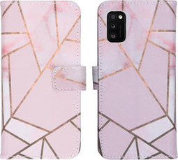 iMoshion Hoesje Geschikt voor Samsung Galaxy A41 Hoesje Met Pasjeshouder - iMoshion Design Softcase Bookcase - Goud / Roze / Pink Graphic