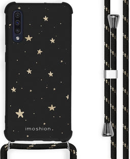 iMoshion Hoesje Geschikt voor Samsung Galaxy A50 / A30s Hoesje Met Koord - iMoshion Design Hoesje met Koord - Goud / Zwart / Stars Gold