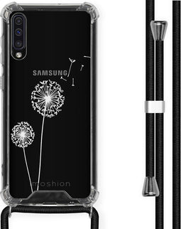 iMoshion Hoesje Geschikt voor Samsung Galaxy A50 / A30s Hoesje Met Koord - iMoshion Design Hoesje met Koord - Wit / Transparant / Dandelion