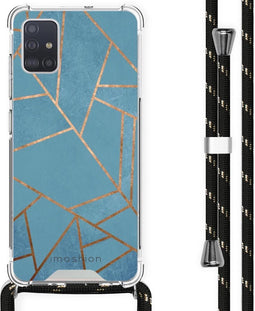 iMoshion Hoesje Geschikt voor Samsung Galaxy A51 Hoesje Met Koord - iMoshion Design Hoesje met Koord - Blauw / Meerkleurig / Goud / Blue Graphic