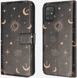 iMoshion Hoesje Geschikt voor Samsung Galaxy A51 Hoesje Met Pasjeshouder - iMoshion Design Bookcase smartphone - Zwart / Sky Black