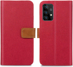 iMoshion Hoesje Geschikt voor Samsung Galaxy A52 (4G) / A52s / A52 (5G) Hoesje Met Pasjeshouder - iMoshion Luxe Canvas Bookcase - Rood