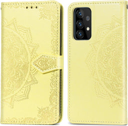 iMoshion Hoesje Geschikt voor Samsung Galaxy A52 (4G) / A52s / A52 (5G) Hoesje Met Pasjeshouder - iMoshion Mandala Bookcase - Geel