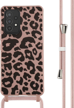 iMoshion Hoesje Geschikt voor Samsung Galaxy A53 Hoesje Met Koord - iMoshion Siliconen design hoesje met koord - Roze / Animal Pink