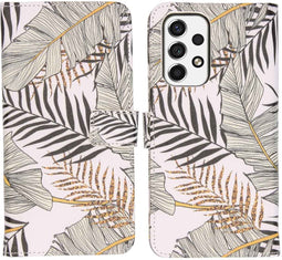 iMoshion Hoesje Geschikt voor Samsung Galaxy A53 Hoesje Met Pasjeshouder - iMoshion Design Softcase Bookcase - Wit / Glamour Botanic