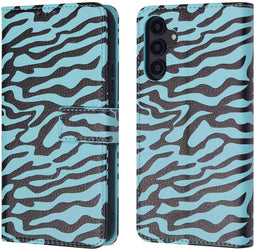 iMoshion Hoesje Geschikt voor Samsung Galaxy A54 (5G) Hoesje Met Pasjeshouder - iMoshion Design Bookcase smartphone - Meerkleurig / Black Blue Stripes