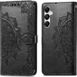 iMoshion Hoesje Geschikt voor Samsung Galaxy A55 Hoesje Met Pasjeshouder - iMoshion Mandala Bookcase - Zwart