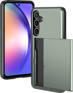 iMoshion Hoesje Geschikt voor Samsung Galaxy A55 Hoesje - Ruimte voor 2 pasjes - iMoshion Backcover met pasjeshouder - Donkergroen
