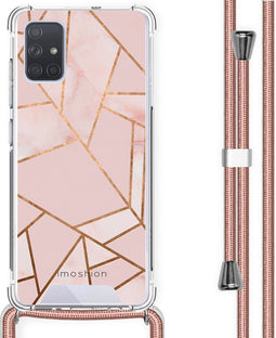 imoshion Hoesje Geschikt voor Samsung Galaxy A71 Hoesje Met Koord - imoshion Design Hoesje met Koord - Goud / Roze / Pink Graphic