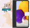 iMoshion Hoesje Geschikt voor Samsung Galaxy A72 Hoesje Met Pasjeshouder - iMoshion Design Softcase Bookcase - Wit / Meerkleurig / Goud / Let's Go Travel White