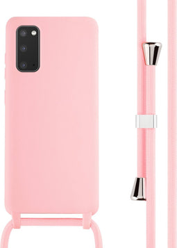 iMoshion Hoesje Geschikt voor Samsung Galaxy S20 Hoesje Met Koord - iMoshion Siliconen hoesje met koord - Roze