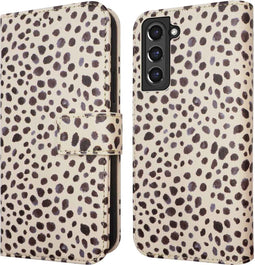 iMoshion Hoesje Geschikt voor Samsung Galaxy S21 FE Hoesje Met Pasjeshouder - iMoshion Design Bookcase smartphone - Meerkleurig / Black And White Dots