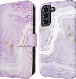 iMoshion Hoesje Geschikt voor Samsung Galaxy S21 Hoesje Met Pasjeshouder - iMoshion Design Bookcase smartphone - Paars / Purple Marble