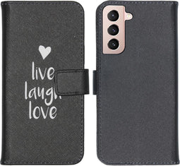 iMoshion Hoesje Geschikt voor Samsung Galaxy S21 Hoesje Met Pasjeshouder - iMoshion Design Softcase Bookcase - Meerkleurig / Live Laugh Love