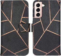 iMoshion Hoesje Geschikt voor Samsung Galaxy S21 Hoesje Met Pasjeshouder - iMoshion Design Softcase Bookcase - Meerkleurig / Black Graphic