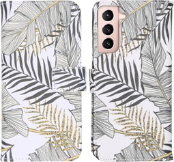 iMoshion Hoesje Geschikt voor Samsung Galaxy S21 Hoesje Met Pasjeshouder - iMoshion Design Softcase Bookcase - Meerkleurig / Glamour Botanic