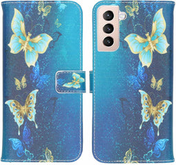 iMoshion Hoesje Geschikt voor Samsung Galaxy S21 Plus Hoesje Met Pasjeshouder - iMoshion Design Softcase Bookcase - Meerkleurig / Blue Butterfly