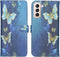 iMoshion Hoesje Geschikt voor Samsung Galaxy S21 Plus Hoesje Met Pasjeshouder - iMoshion Design Softcase Bookcase - Meerkleurig / Blue Butterfly