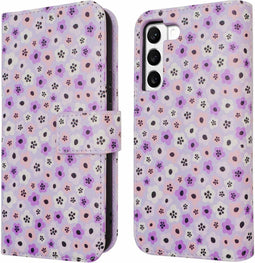 iMoshion Hoesje Geschikt voor Samsung Galaxy S22 Hoesje Met Pasjeshouder - iMoshion Design Bookcase smartphone - Meerkleurig / Purple Flowers