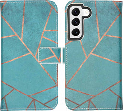 iMoshion Hoesje Geschikt voor Samsung Galaxy S22 Hoesje Met Pasjeshouder - iMoshion Design Softcase Bookcase - Blauw / Blue Graphic