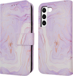 iMoshion Hoesje Geschikt voor Samsung Galaxy S22 Hoesje Met Pasjeshouder - iMoshion Design Bookcase smartphone - Paars / Purple Marble