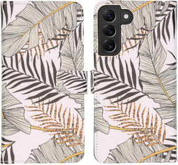iMoshion Hoesje Geschikt voor Samsung Galaxy S22 Plus Hoesje Met Pasjeshouder - iMoshion Design Softcase Bookcase - Goud / Glamour Botanic