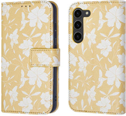 iMoshion Hoesje Geschikt voor Samsung Galaxy S23 Hoesje Met Pasjeshouder - iMoshion Design Bookcase smartphone - Geel / Yellow Flowers