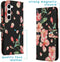 iMoshion Hoesje Geschikt voor Samsung Galaxy S23 Hoesje Met Pasjeshouder - iMoshion Design Softcase Bookcase - Zwart / Blossom Watercolor Black