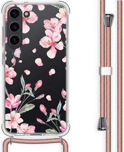iMoshion Hoesje Geschikt voor Samsung Galaxy S23 Plus Hoesje Met Koord - iMoshion Design Hoesje met Koord - Roze / Blossom Watercolor
