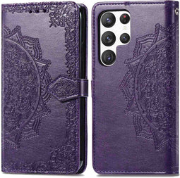 iMoshion Hoesje Geschikt voor Samsung Galaxy S23 Ultra Hoesje Met Pasjeshouder - iMoshion Mandala Bookcase - Paars
