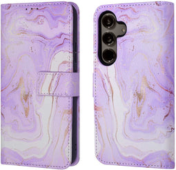 imoshion Hoesje Geschikt voor Samsung Galaxy S24 Hoesje Met Pasjeshouder - imoshion Design Bookcase smartphone - Meerkleurig / Purple Marble