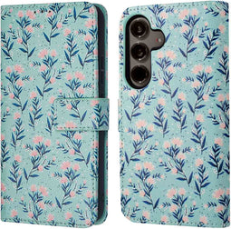 imoshion Hoesje Geschikt voor Samsung Galaxy S24 Plus Hoesje Met Pasjeshouder - imoshion Design Bookcase smartphone - Meerkleurig / Blue Flowers